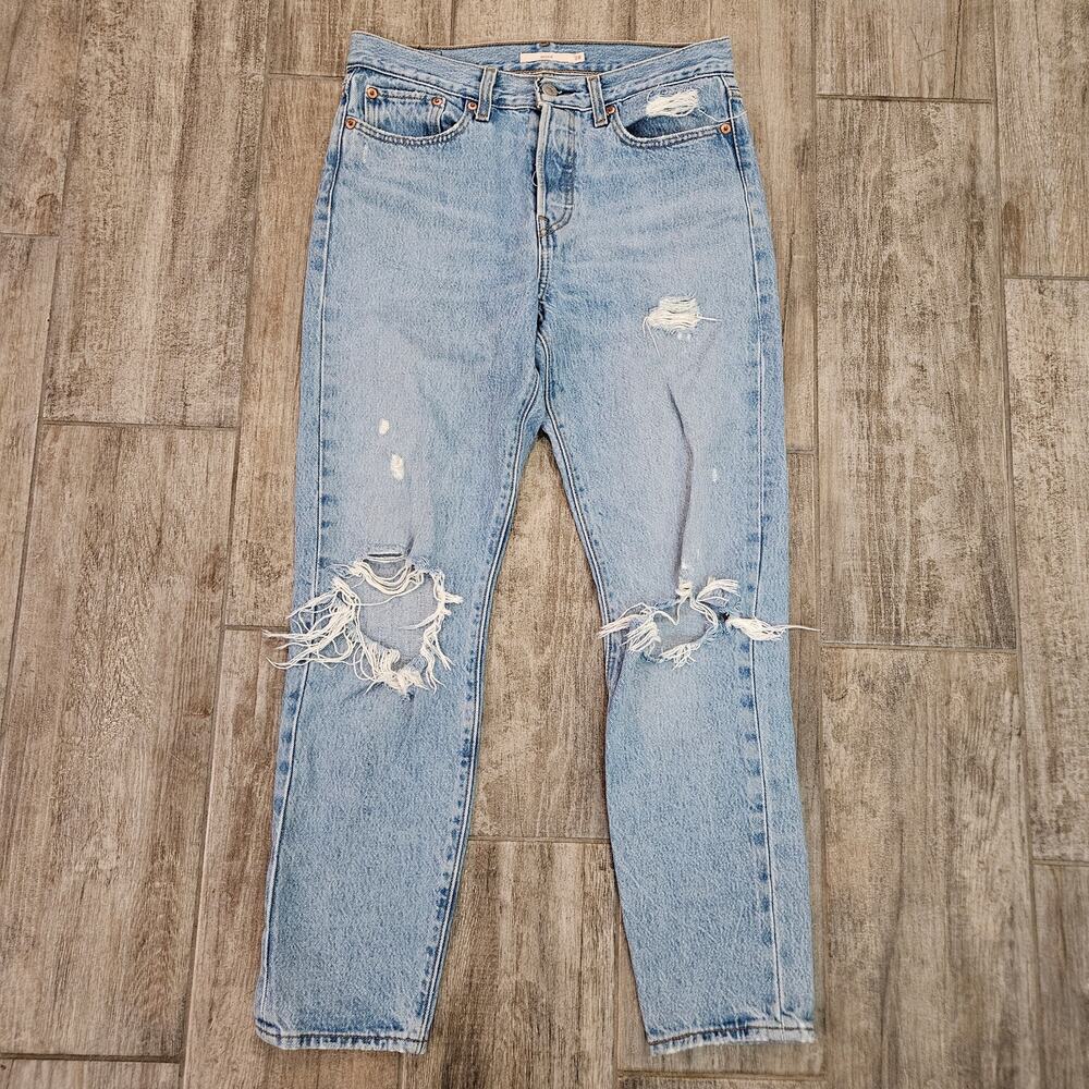 Levi's Light Wash Distressed Straight Leg Jeans